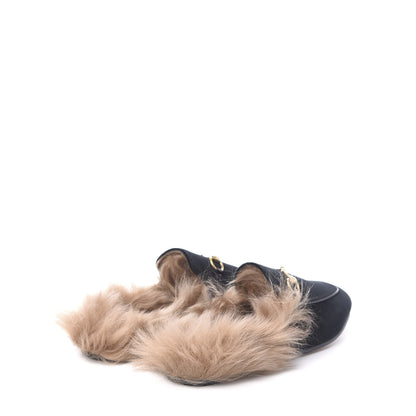 Gucci Velvet Fur Womens Princetown Slippers 37.5 Black 4 of 8