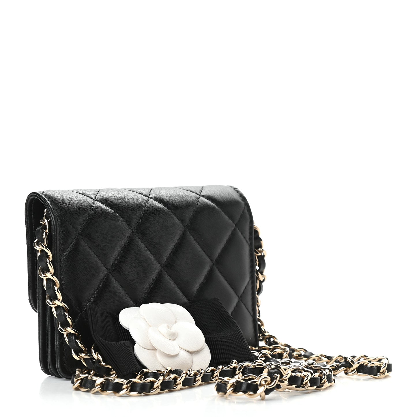 Lambskin Quilted My Chanel Lady Card Holder On Chain Black