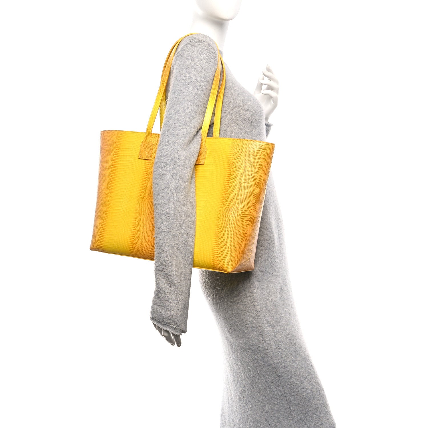 Burberry Calfskin Lizard Embossed Medium London Tote Marigold