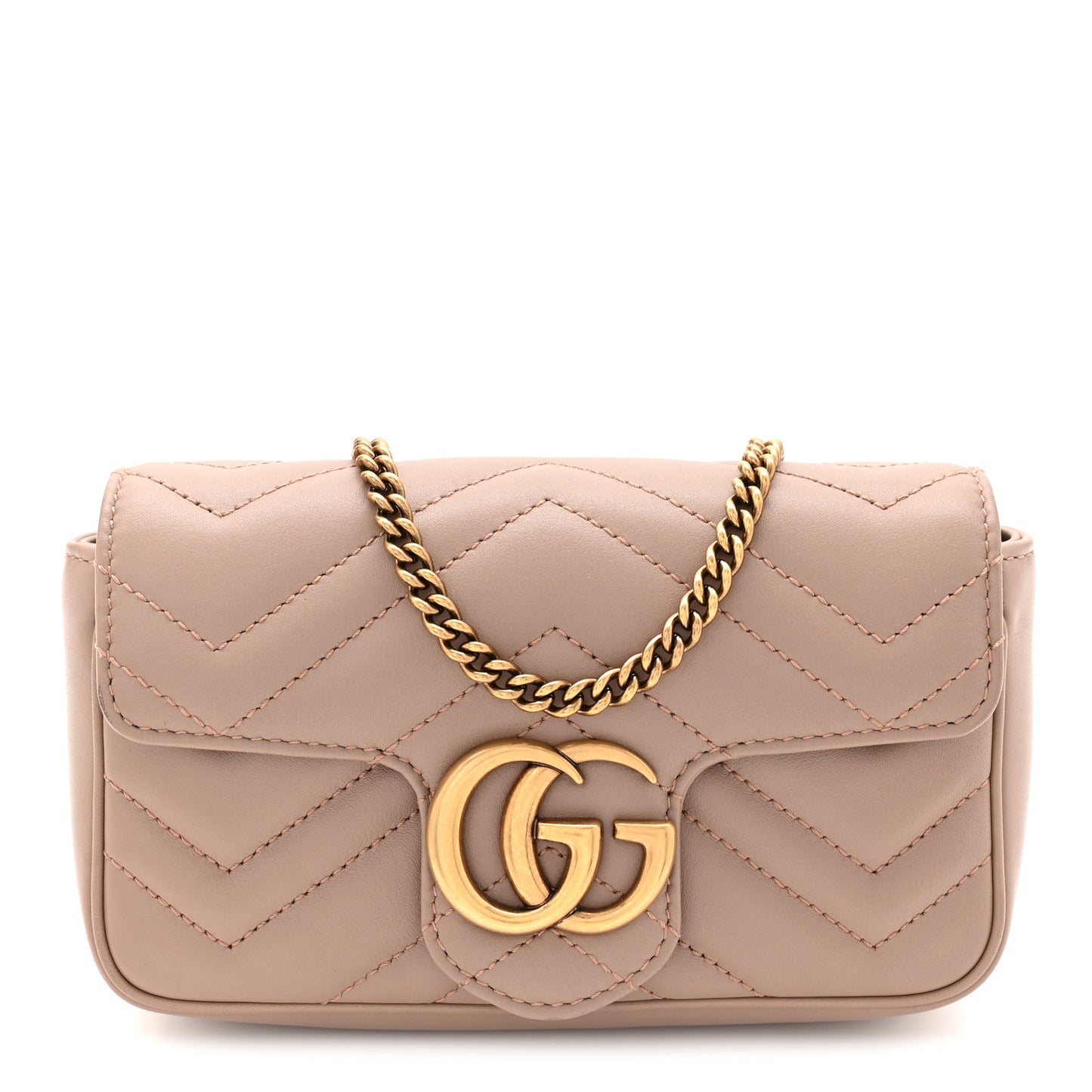 Calfskin Matelasse Super Mini GG Marmont Shoulder Bag Porcelain Rose