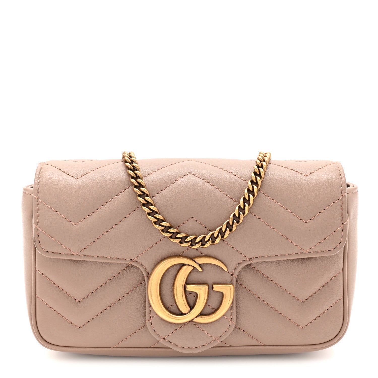 Gucci Calfskin Matelasse Super Mini GG Marmont Shoulder Bag Porcelain Rose 1 of 11