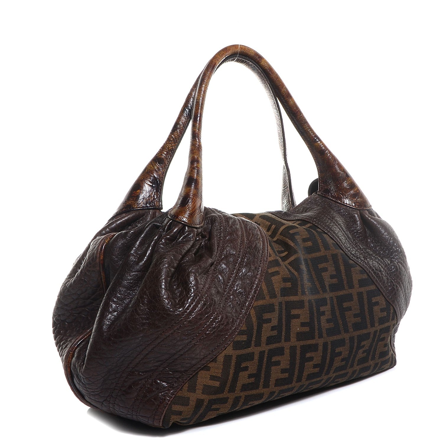Fendi Zucca Nappa Nuvolata Vitello Tortuga Spy Tobacco Moro 3 of 8