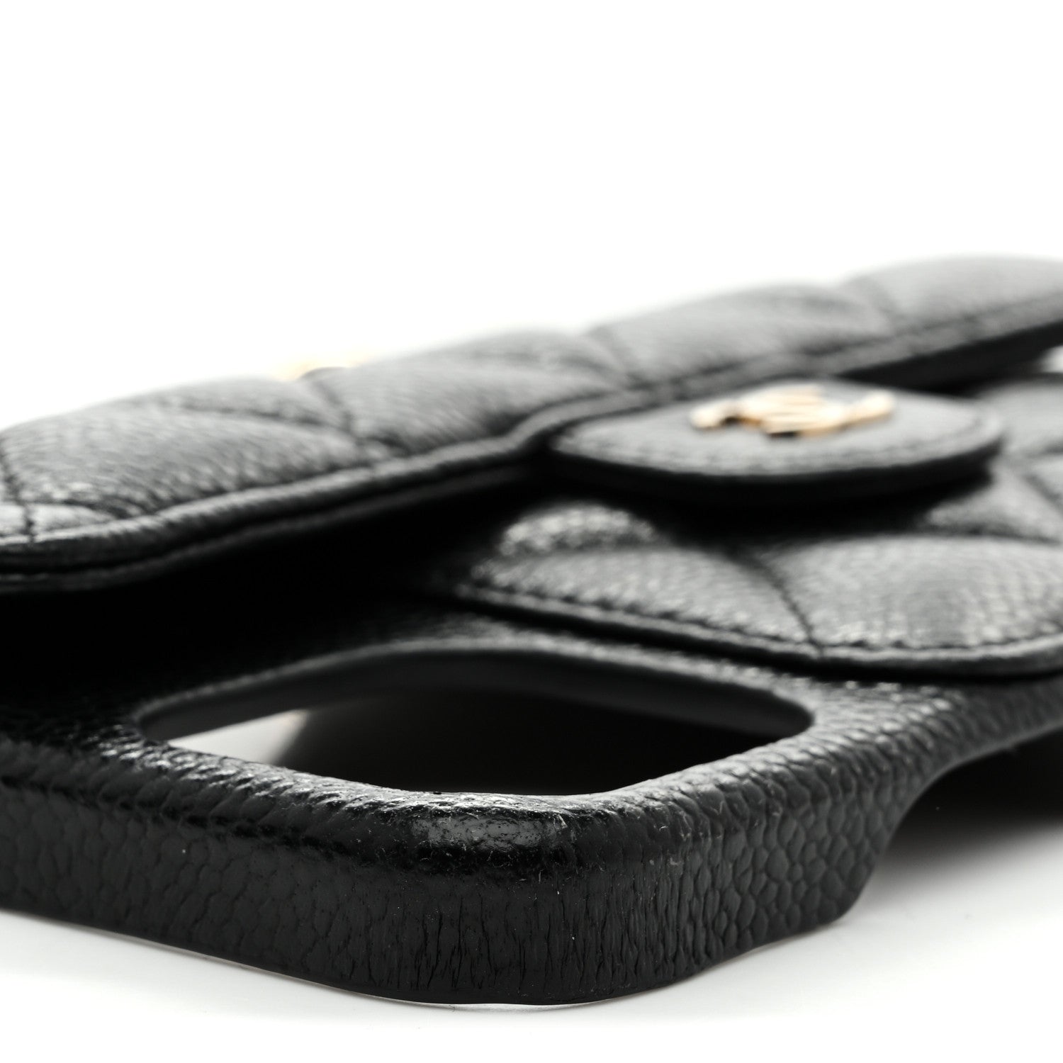 Chanel Caviar Quilted Pearl Crush iPhone XII Pro Max Holder With Chain Black 9 of 10