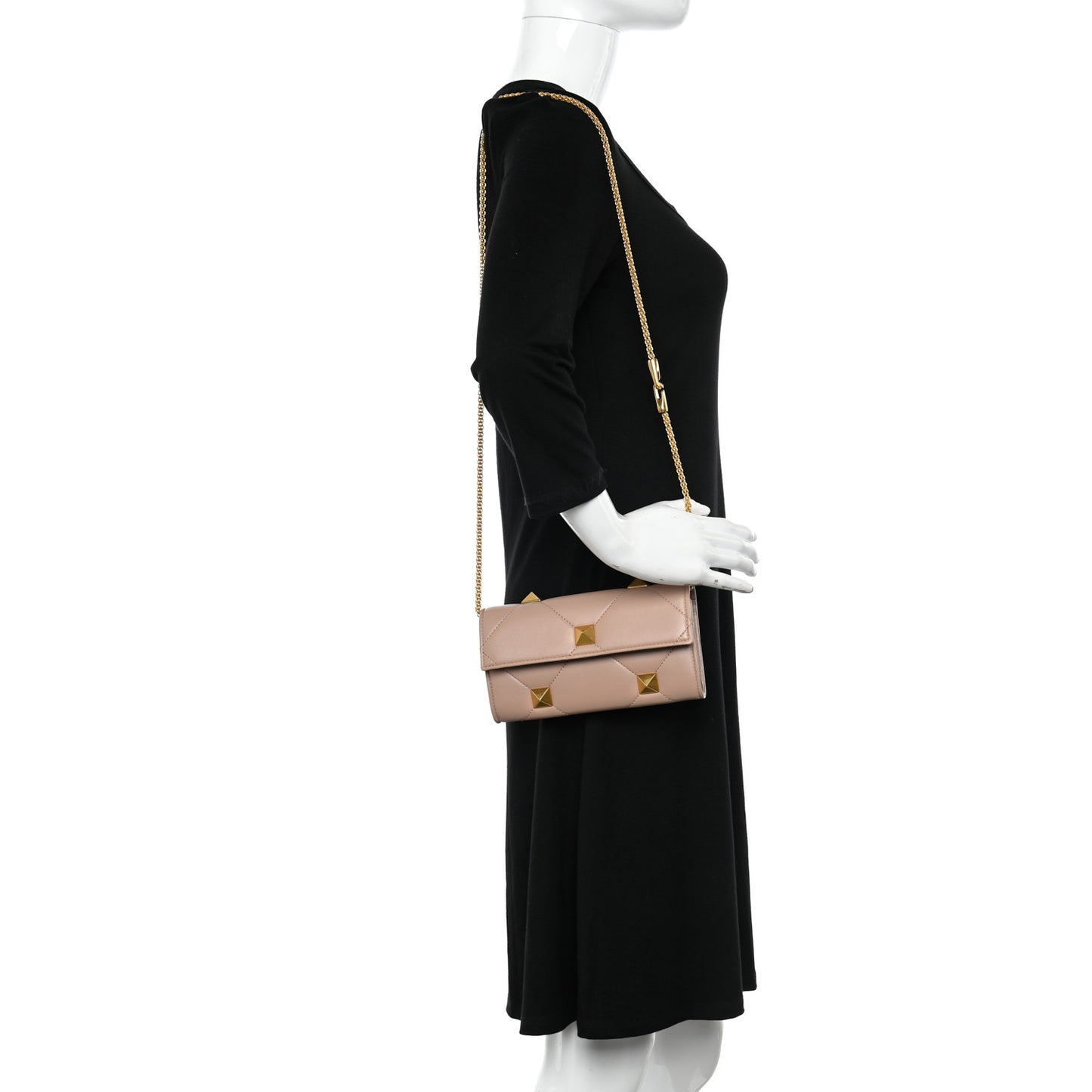 Nappa Roman Stud Wallet on Chain Rose Cannelle