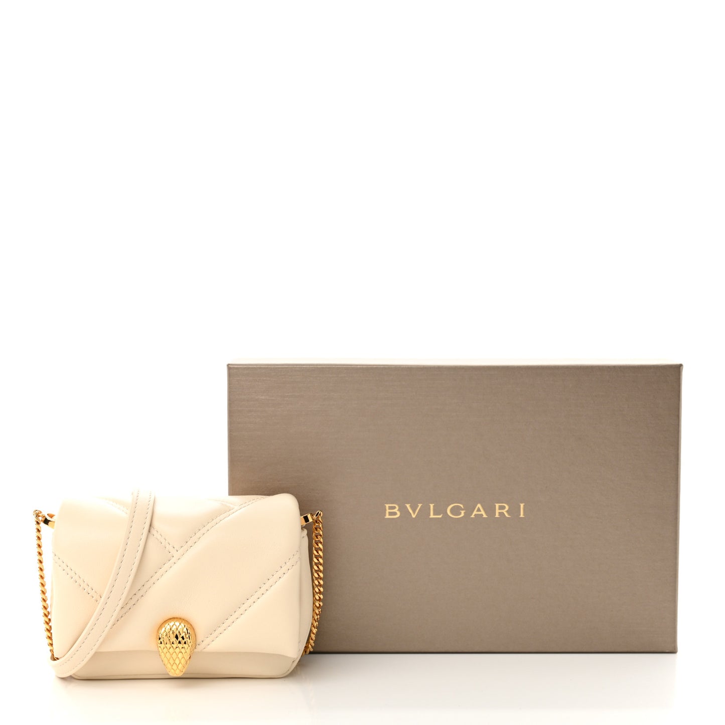 Calfskin Serpenti Cabochon Micro Bag Ivory Opal