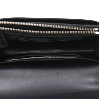 Saint Laurent Calfskin Crocodile Embossed Monogram Sunset Chain Wallet Black 7 of 10