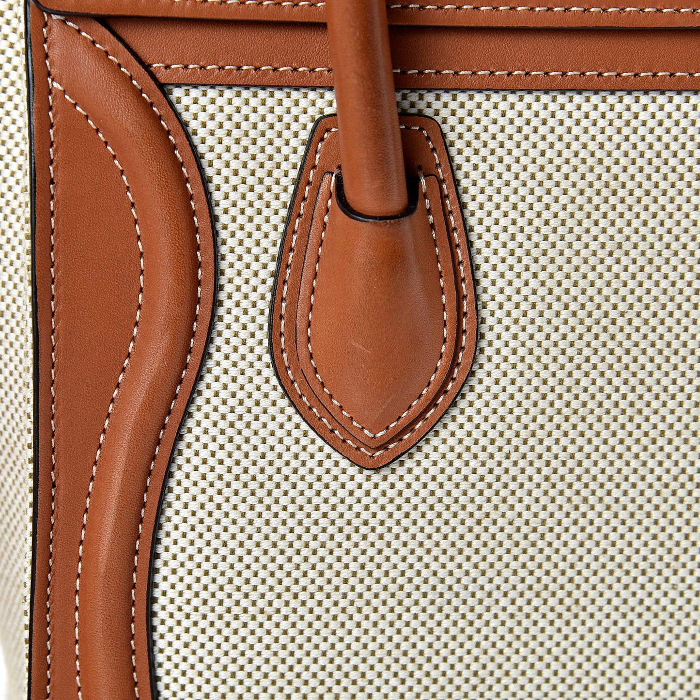 Textile Smooth Calfskin Nano Luggage Tan White
