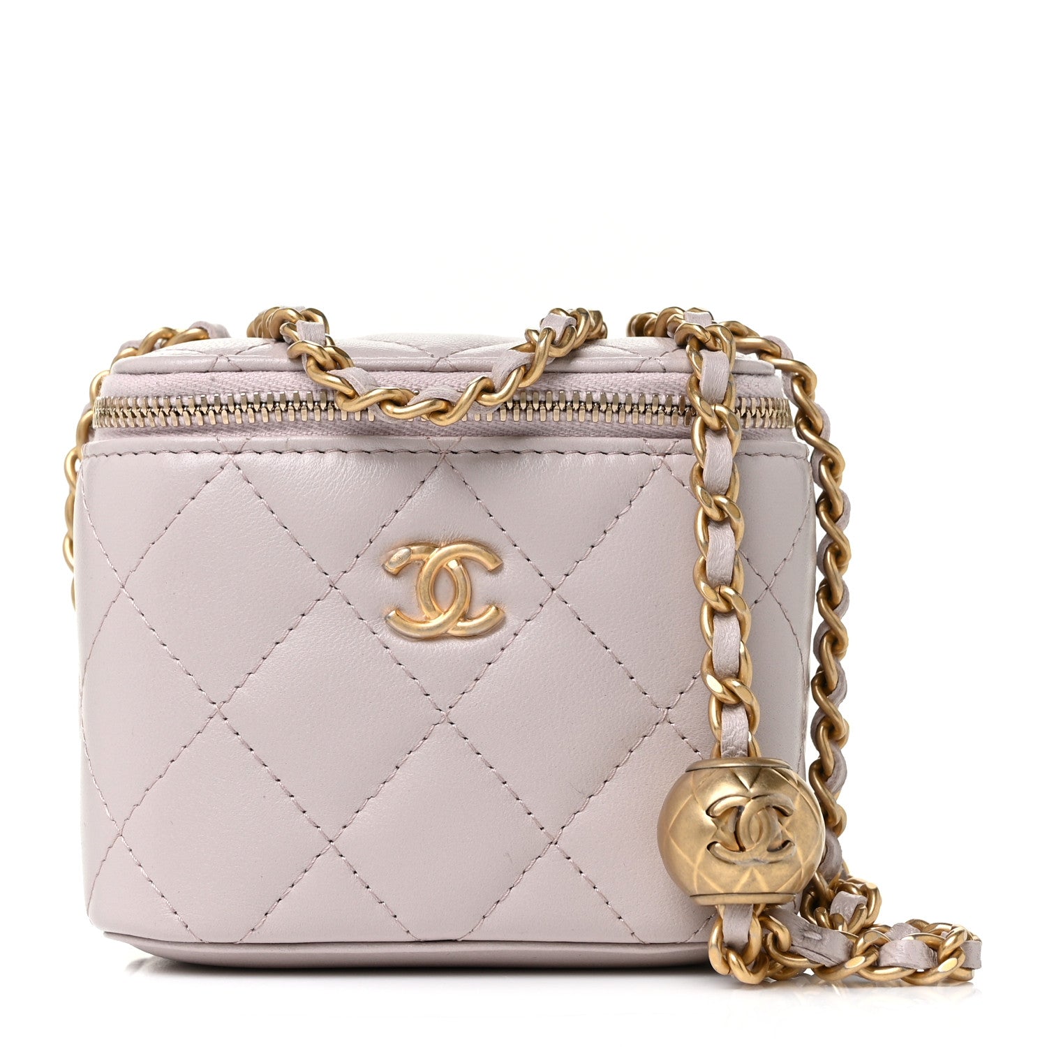 Chanel Lambskin Quilted Pearl Crush Mini Vanity Case With Chain Light Purple 1 of 9