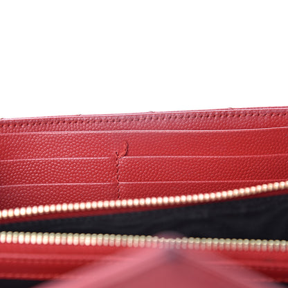 Saint Laurent Grain De Poudre Matelasse Chevron Monogram Flap Wallet Red 10 of 17