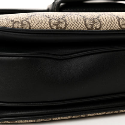 Gucci GG Supreme Monogram Horsebit 1955 Soft Small Shoulder Bag Beige Black 11 of 12