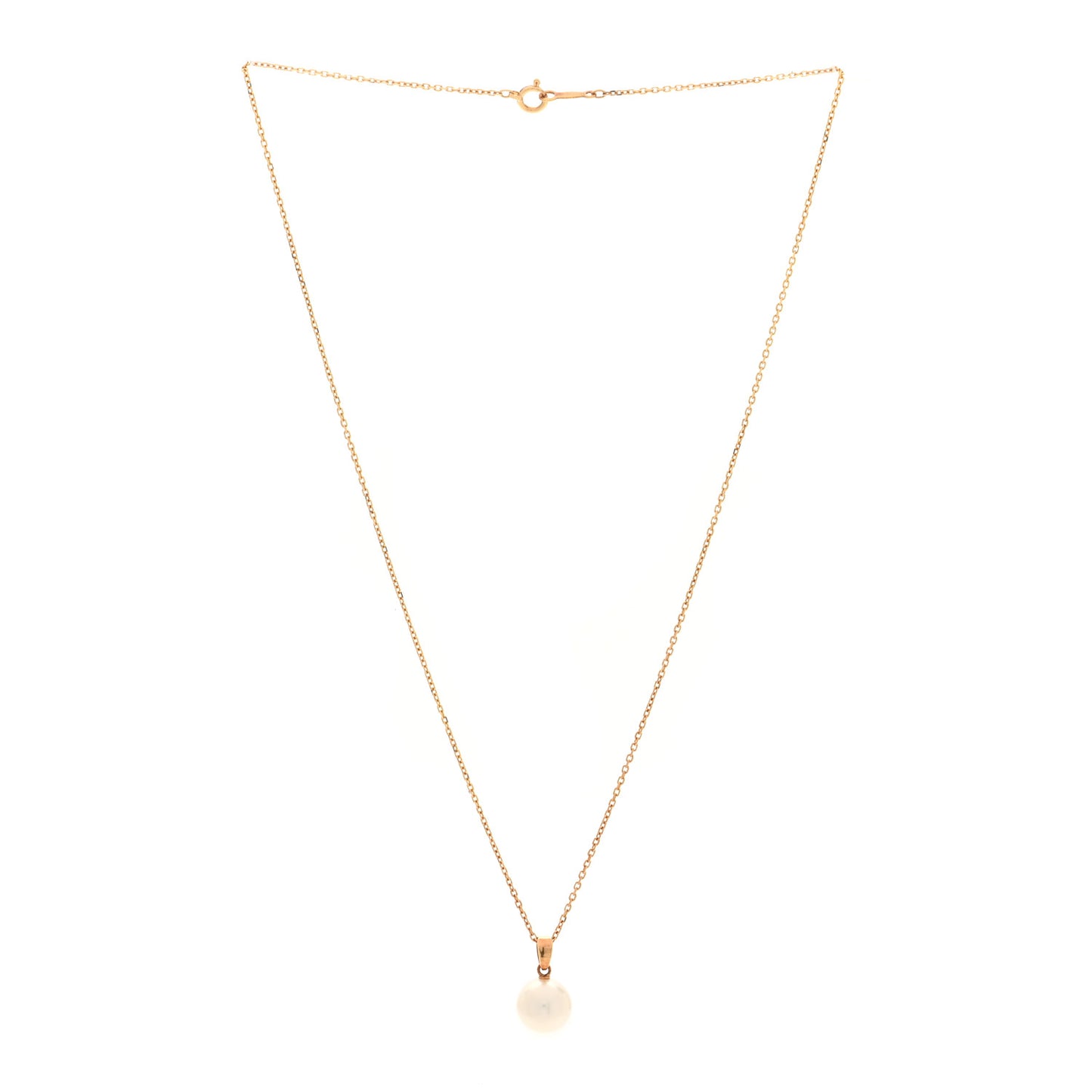 18K Yellow Gold Akoya Cultured Pearl 9mm Pendant Necklace