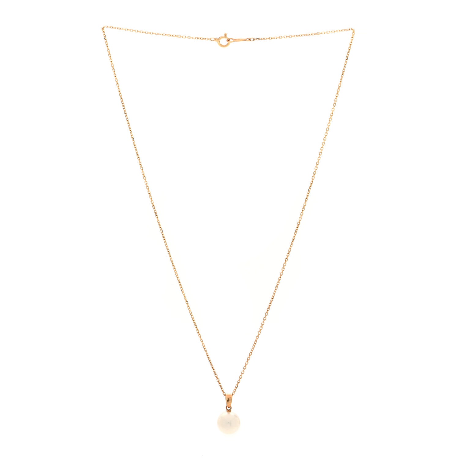 Mikimoto 18K Yellow Gold Akoya Cultured Pearl 9mm Pendant Necklace 3 of 5