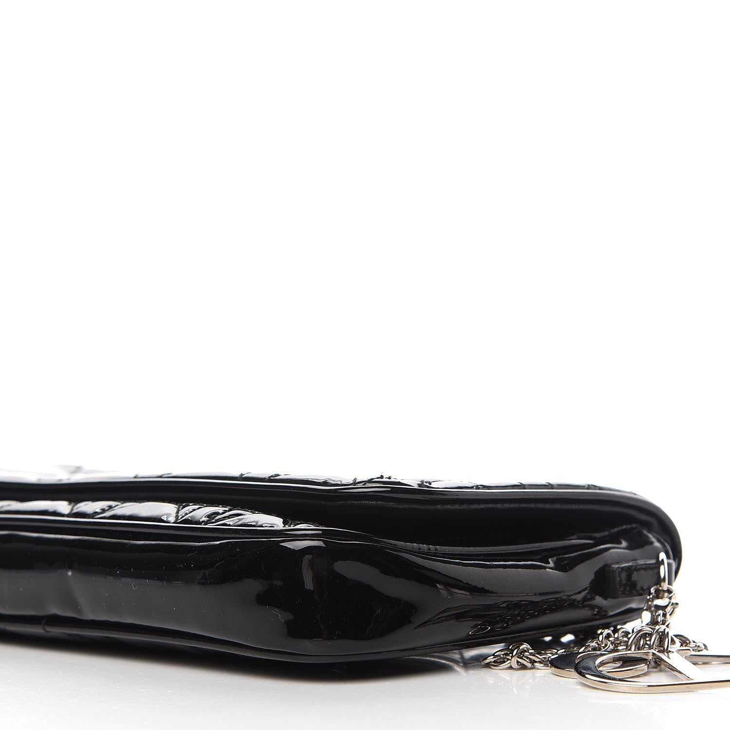 Christian Dior Patent Cannage Wallet on Chain Pouch Black 6 of 9