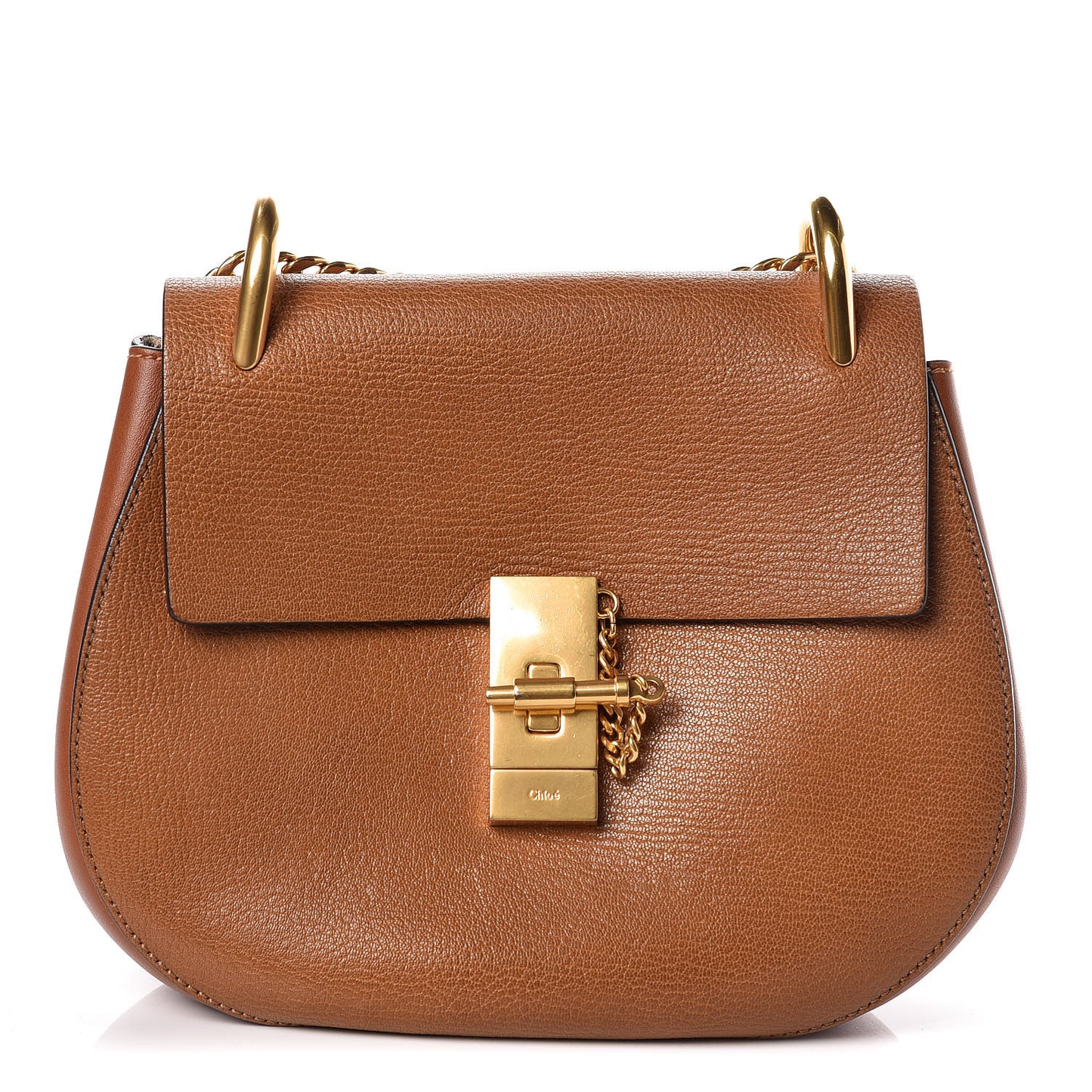 Grained Lambskin Drew Shoulder Bag Caramel