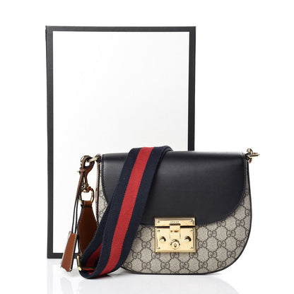 Gucci GG Supreme Monogram Web Medium Padlock Messenger Shoulder Bag Black 11 of 11