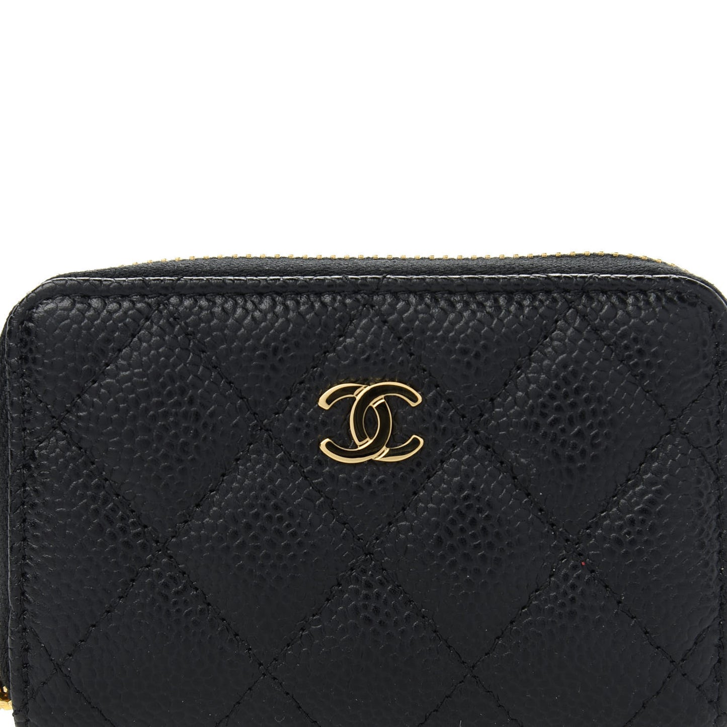 Caviar Quilted Zip Coin Purse Black