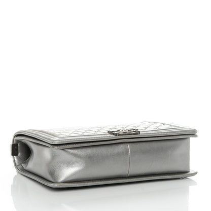 Chanel Metallic Calfskin Quilted Large Boy Flap Silver 4 of 7