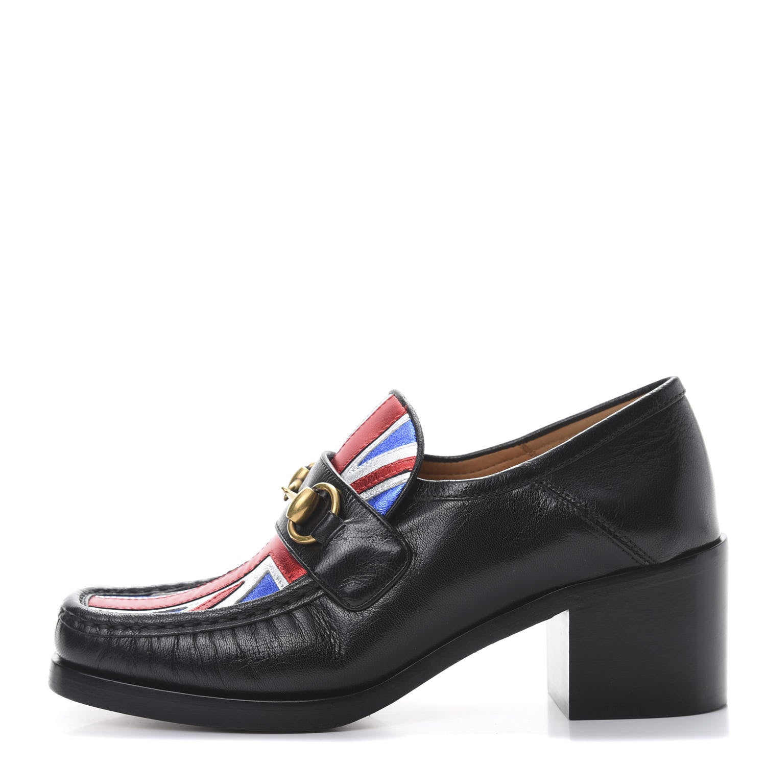 Gucci Lambskin Union Jack Horsebit Loafer Pumps 36.5 Black 1 of 8