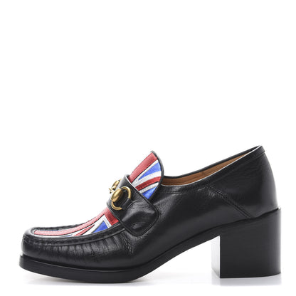 Gucci Lambskin Union Jack Horsebit Loafer Pumps 36.5 Black 1 of 8