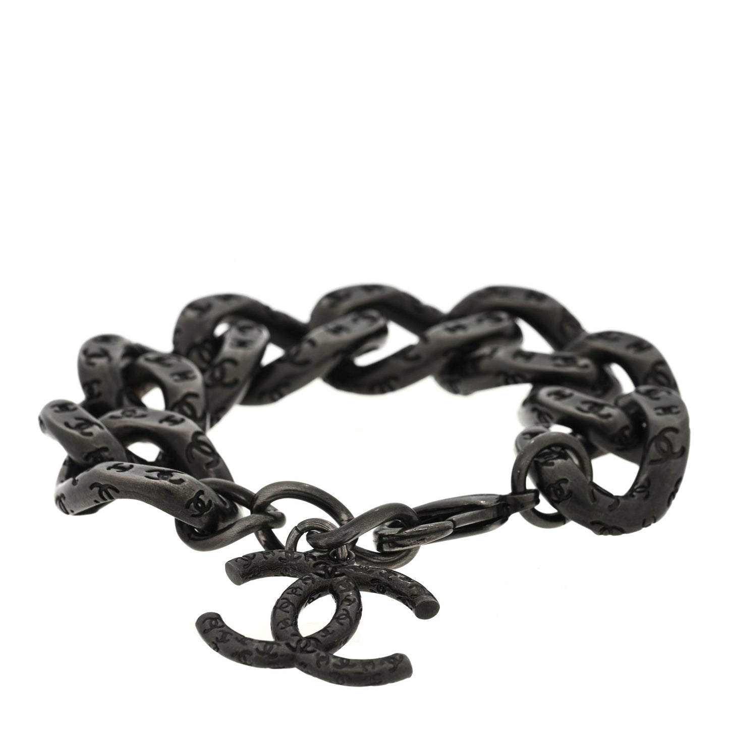 Metal Chain Link CC Bracelet Ruthenium