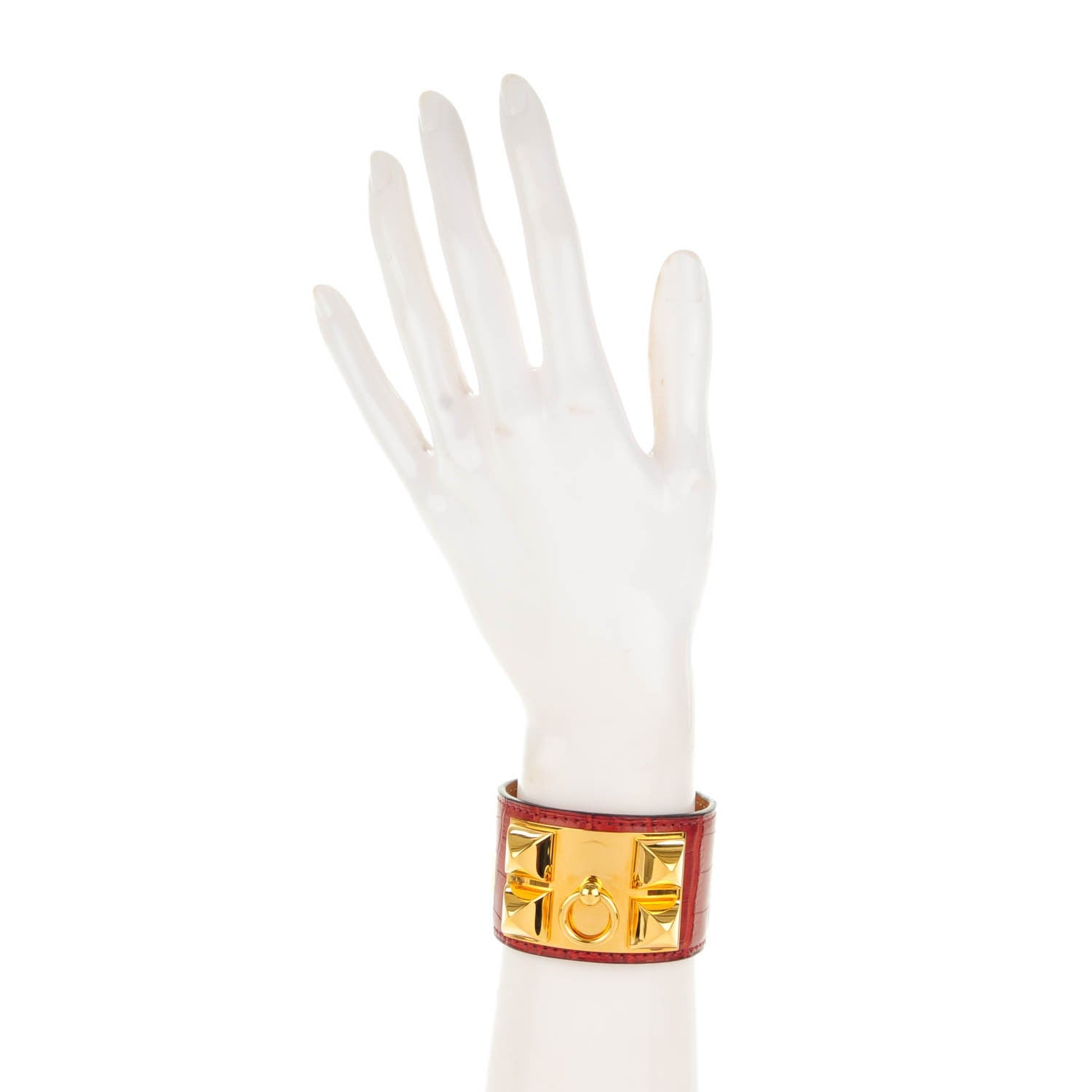 Hermes Matte Alligator Collier De Chien CDC Bracelet S Rouge H 2 of 6