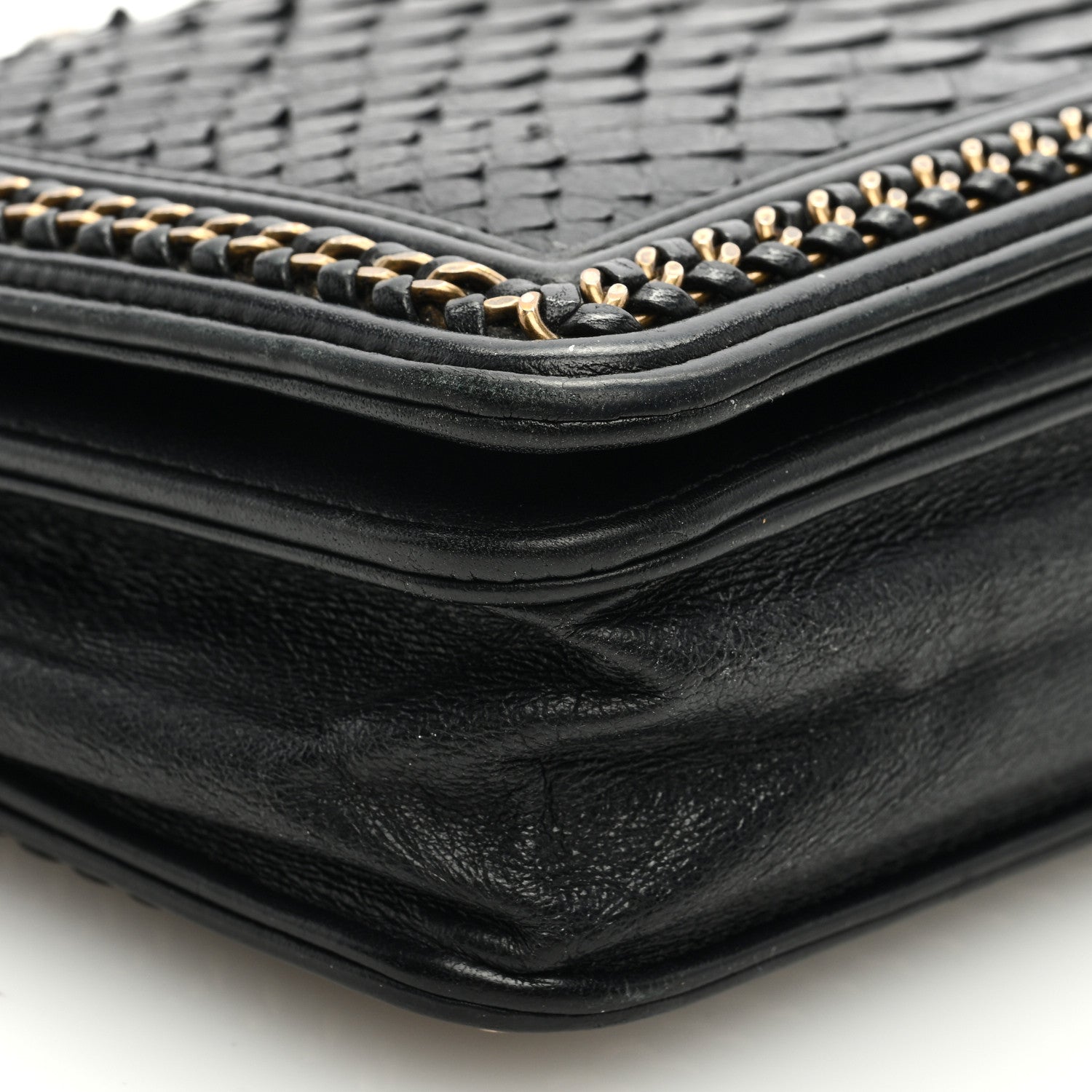 Chanel Snakeskin Calfskin Chain Around Boy Wallet On Chain WOC Black 9 of 10