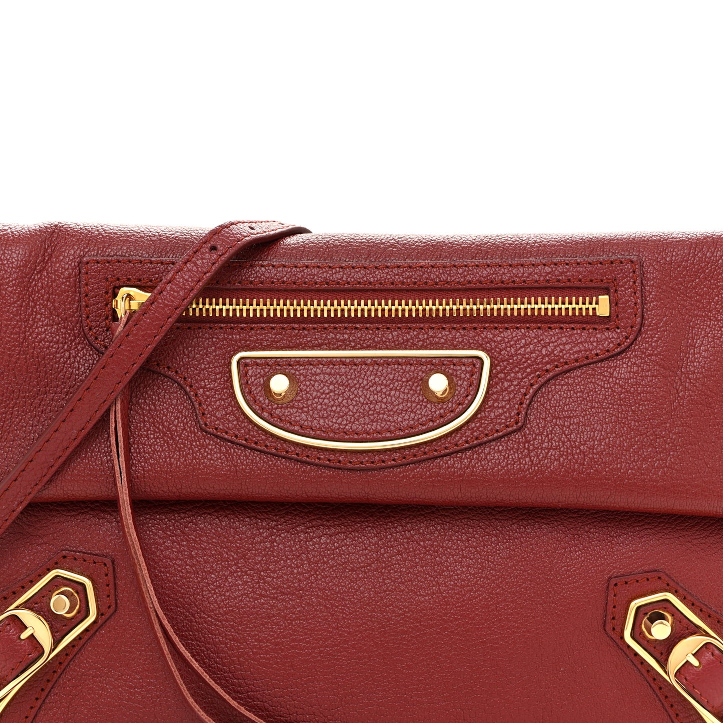 Chevre Gold Metallic Edge Hardware Envelope Clutch Bordeaux