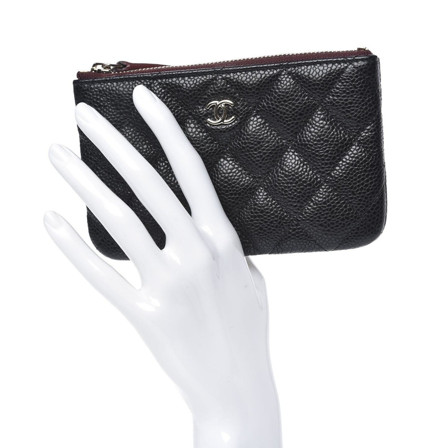 Caviar Quilted Small Cosmetic Case Black