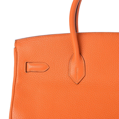 Hermes Taurillon Clemence Birkin 35 Orange 25 of 32