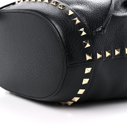 Valentino Garavani Pebbled Calfskin Small Rockstud Bucket Bag Black 8 of 8