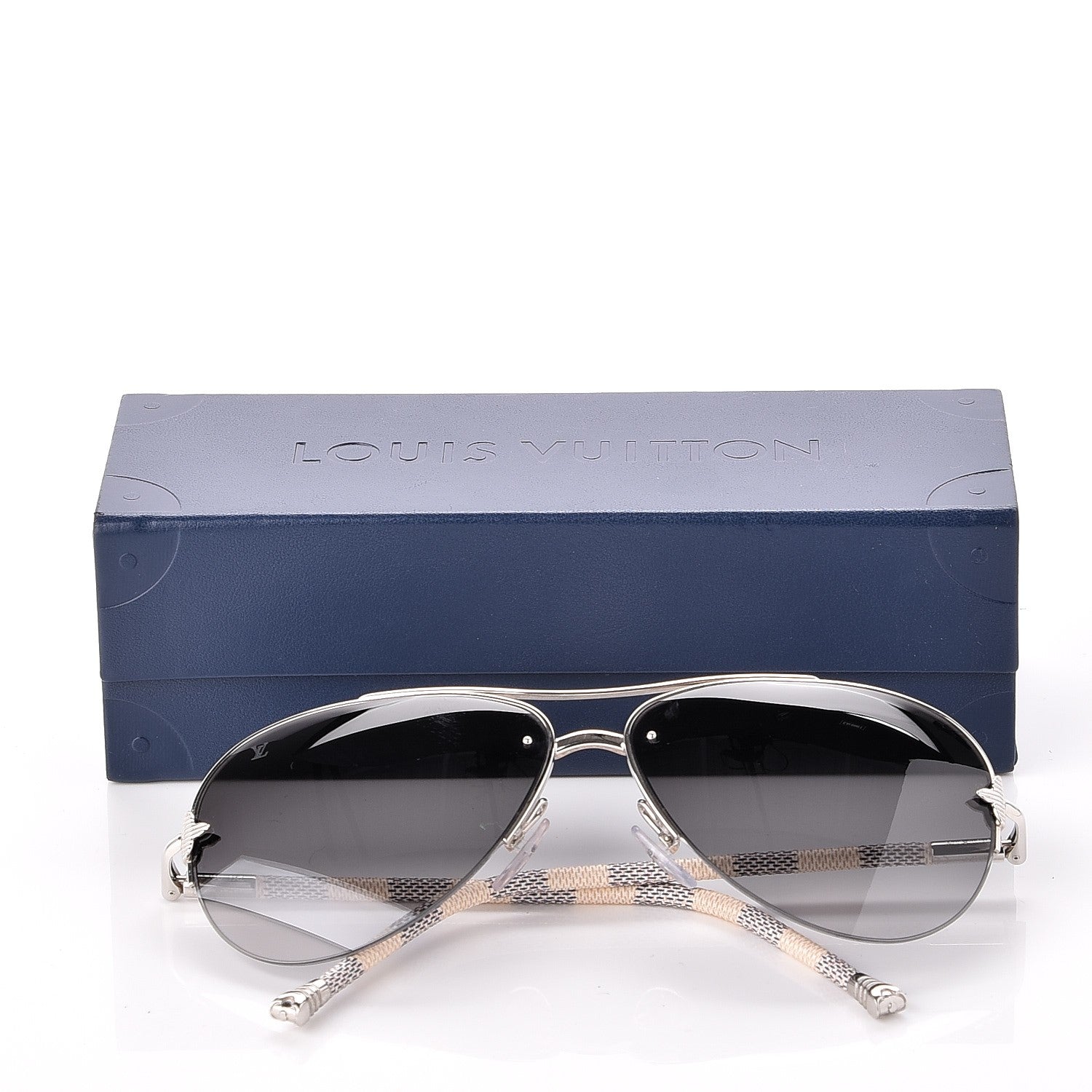 Louis Vuitton Damier Azur Petite Viola Pilote Aviator Sunglasses Z0570U 9 of 9