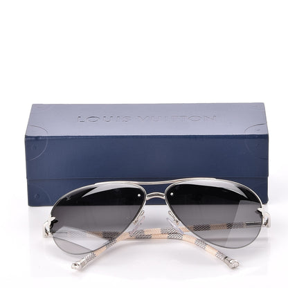Louis Vuitton Damier Azur Petite Viola Pilote Aviator Sunglasses Z0570U 9 of 9