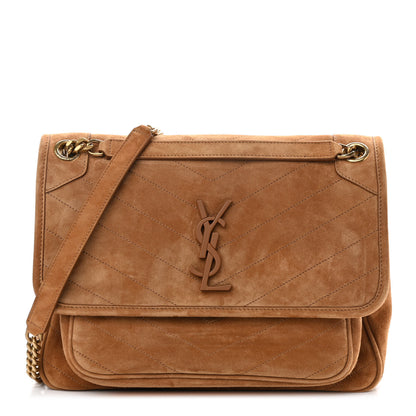 Saint Laurent Suede Monogram Medium Niki Chain Satchel Cinnamon 1 of 10