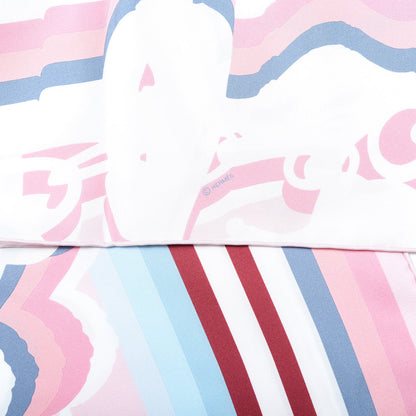 Hermes Silk Brides De Gala Shadow Muffler Rose Pale Bleu White 4 of 4