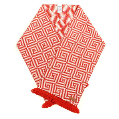 Hermes Cashmere Tile Weave Muffler Rouge Laque Ecru 1 of 3