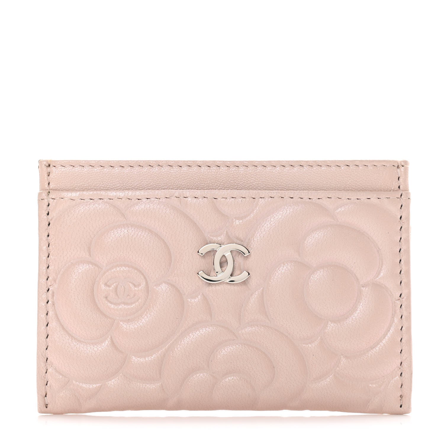 Chanel Goatskin Camellia Embossed Card Holder Light Pink 1 of 10