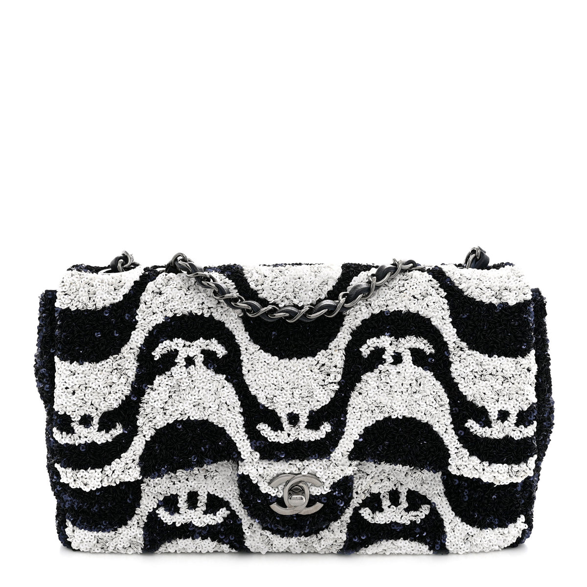 Sequin Medium Flap Blue White