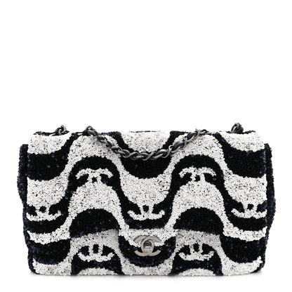 Chanel Sequin Medium Flap Blue White 1 of 12