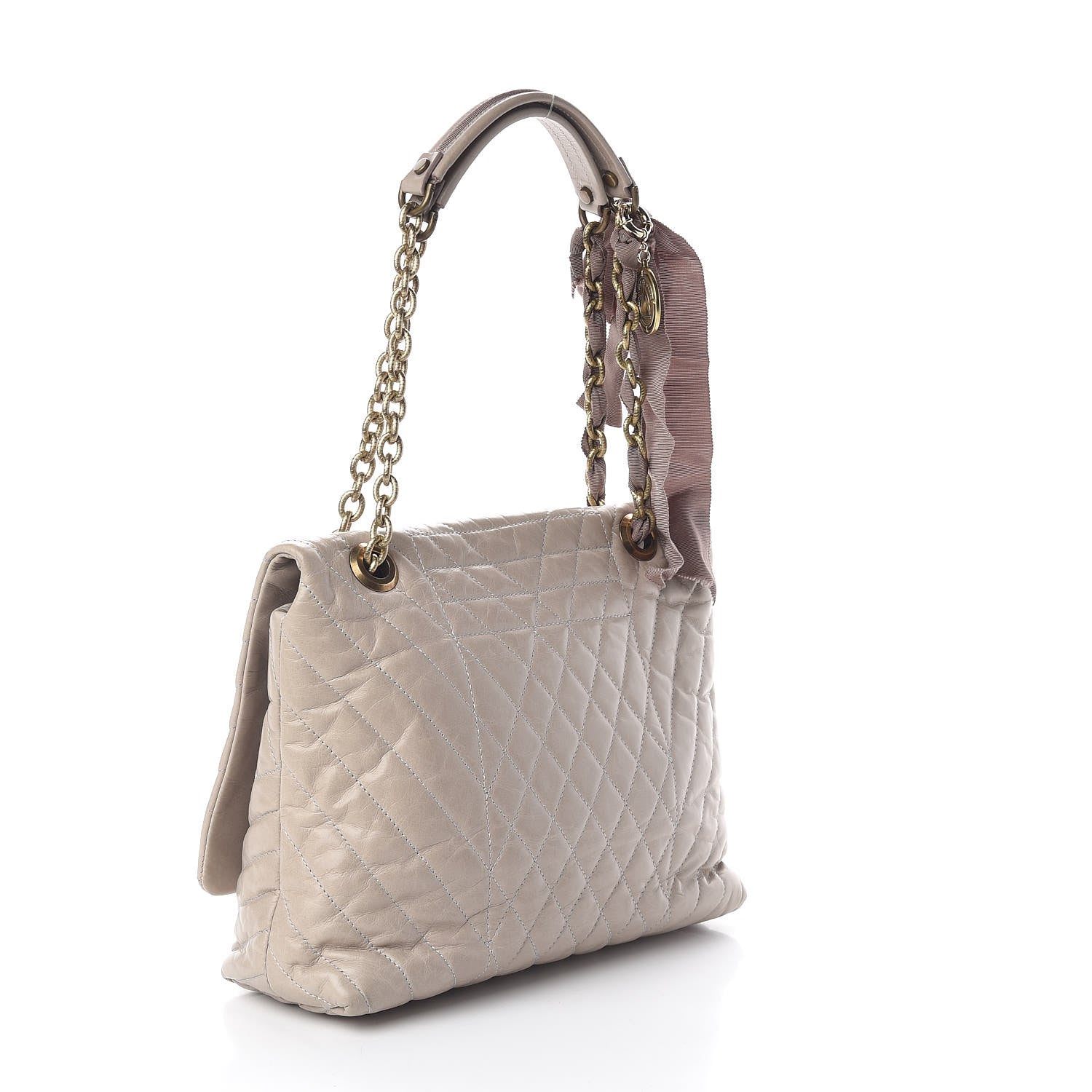 Lanvin Calfskin Quilted Medium Happy Shoulder Bag Grey 3 of 9