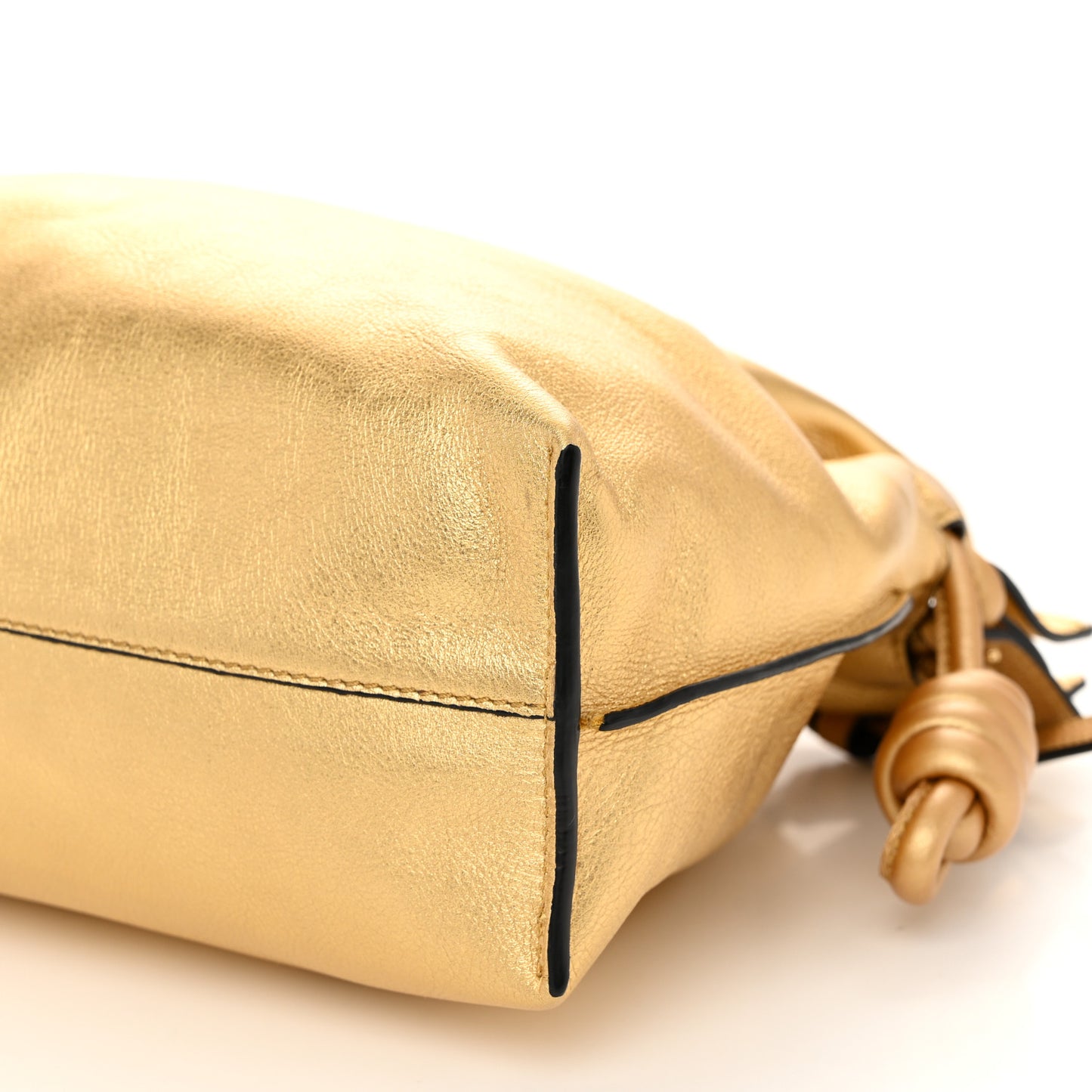 Metallic Lambskin Medium Flamenco Knot Gold