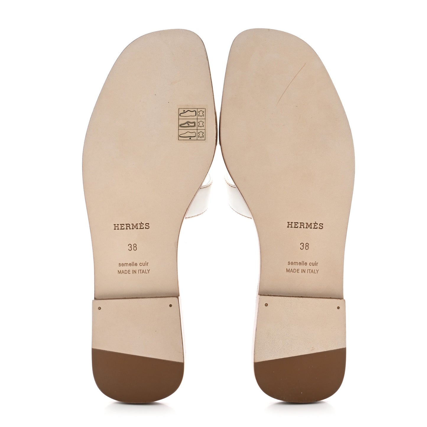 Box Calfskin Oran Sandals 38 White