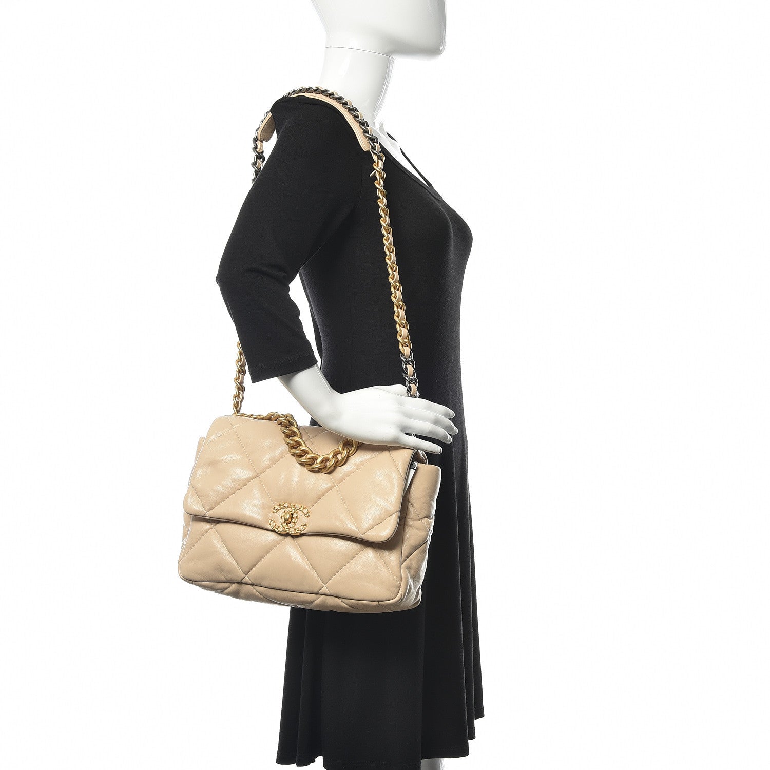 Chanel Lambskin Quilted Large 19 Flap Beige 2 of 11
