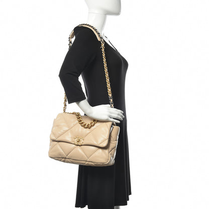 Chanel Lambskin Quilted Large 19 Flap Beige 2 of 11