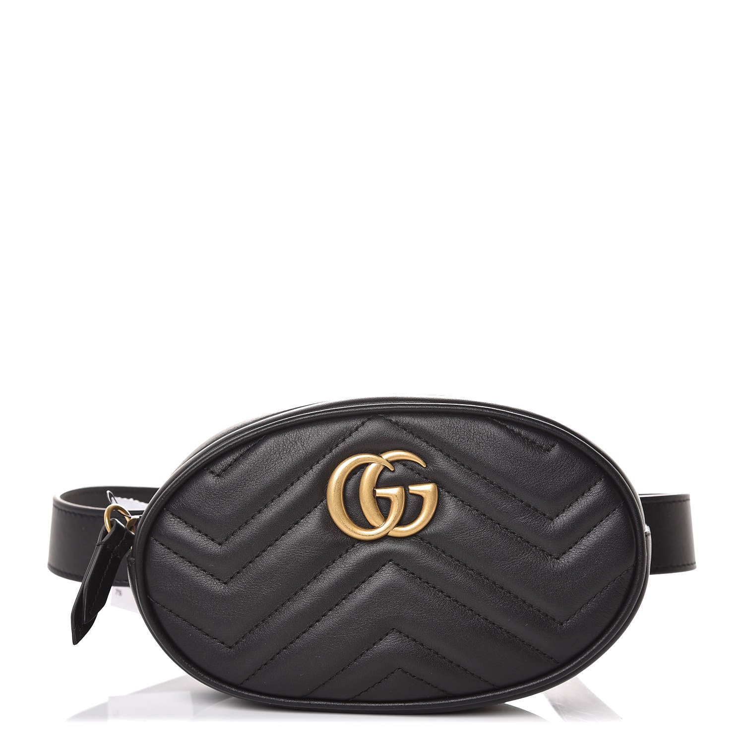 Gucci Calfskin Matelasse GG Marmont Belt Bag 75 30 Black 1 of 7