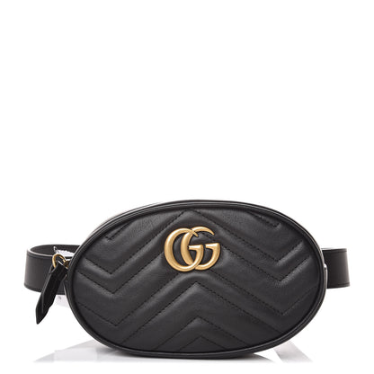 Gucci Calfskin Matelasse GG Marmont Belt Bag 75 30 Black 1 of 7