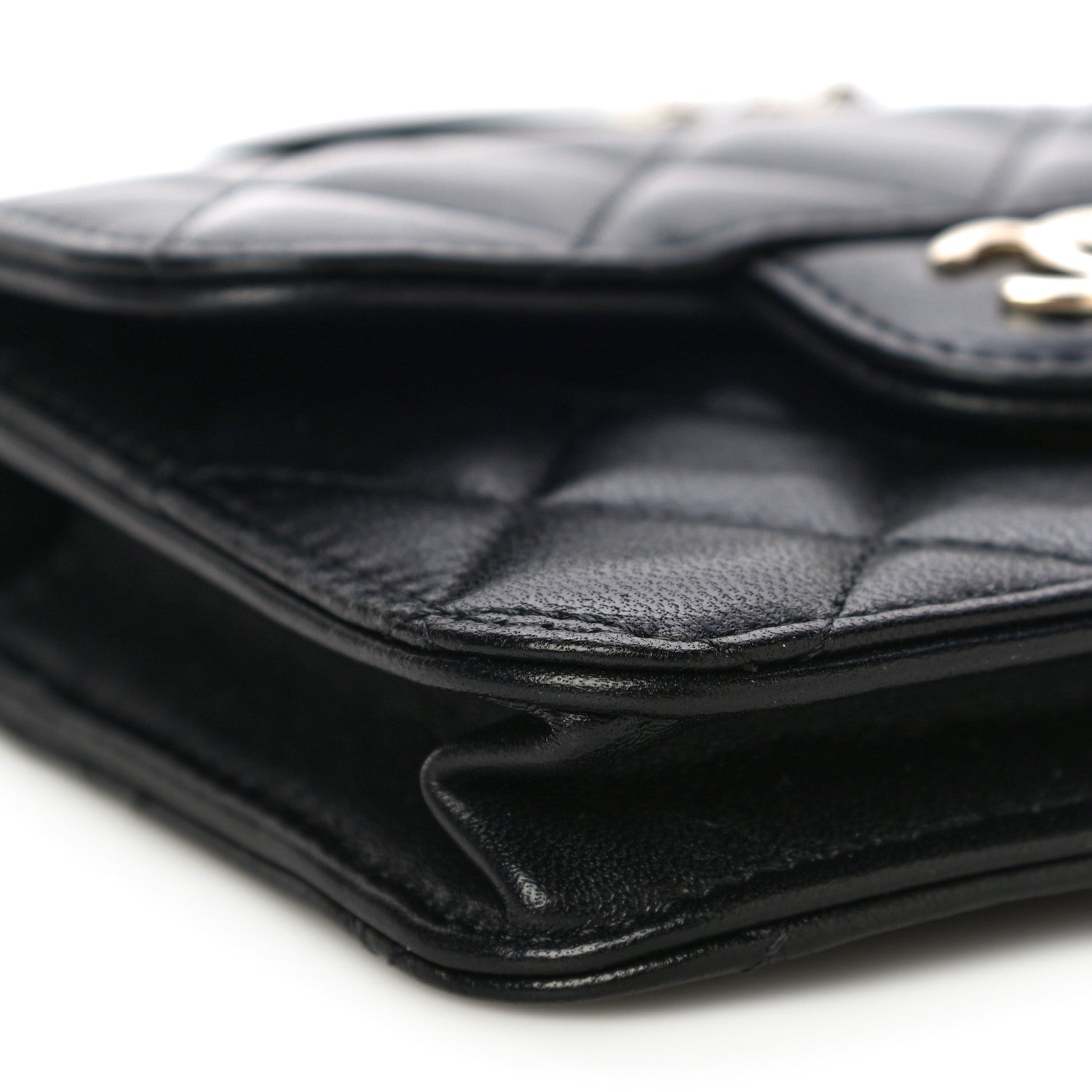 Chanel Lambskin Quilted Top Handle Flap Coin Purse With Chain Black 10 of 15