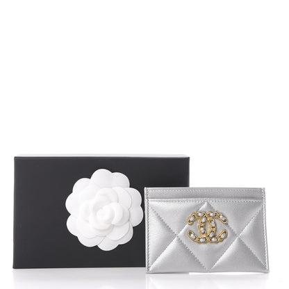 Chanel Metallic Goatskin Quilted 19 Card Holder Silver 10 of 10