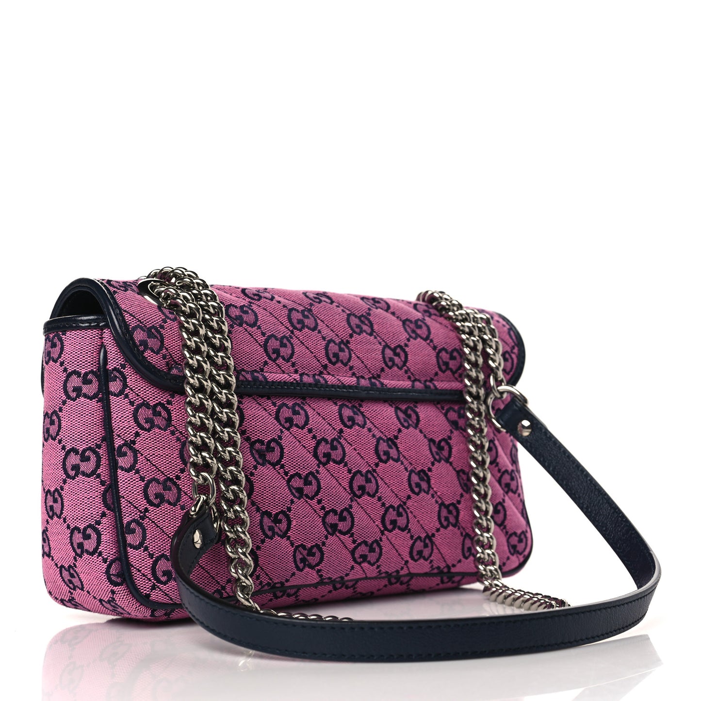 Monogram Multicolor Matelasse Diagonal Small GG Marmont Shoulder Bag Pink Blue