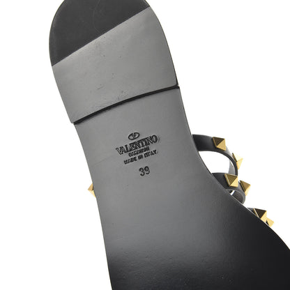 Valentino Garavani Calfskin Rockstud Flair Caged Flat Slide Sandals 39 Black 6 of 9