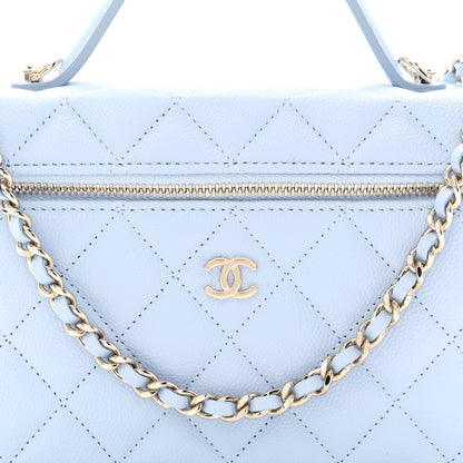 Chanel Caviar Quilted Top Handle Slim Vanity With Chain Light Blue 7 of 10